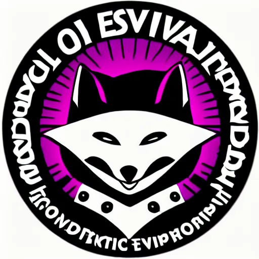 Prompt: logo for evil corporation that involves foxes, synthwave style