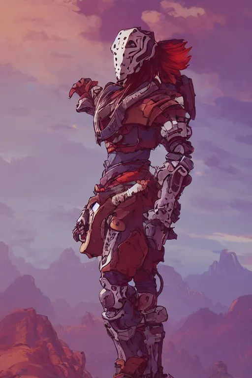 Image similar to combination suit armor aloy horizon forbidden west horizon zero dawn robot ninja mask helmet backpack tribal, art gta 5 comics, official fanart behance hd artstation by jesper ejsing, by rhads, makoto shinkai and lois van baarle, ilya kuvshinov, ossdraws radiating a glowing aura cgi rtx 2 0 2 2