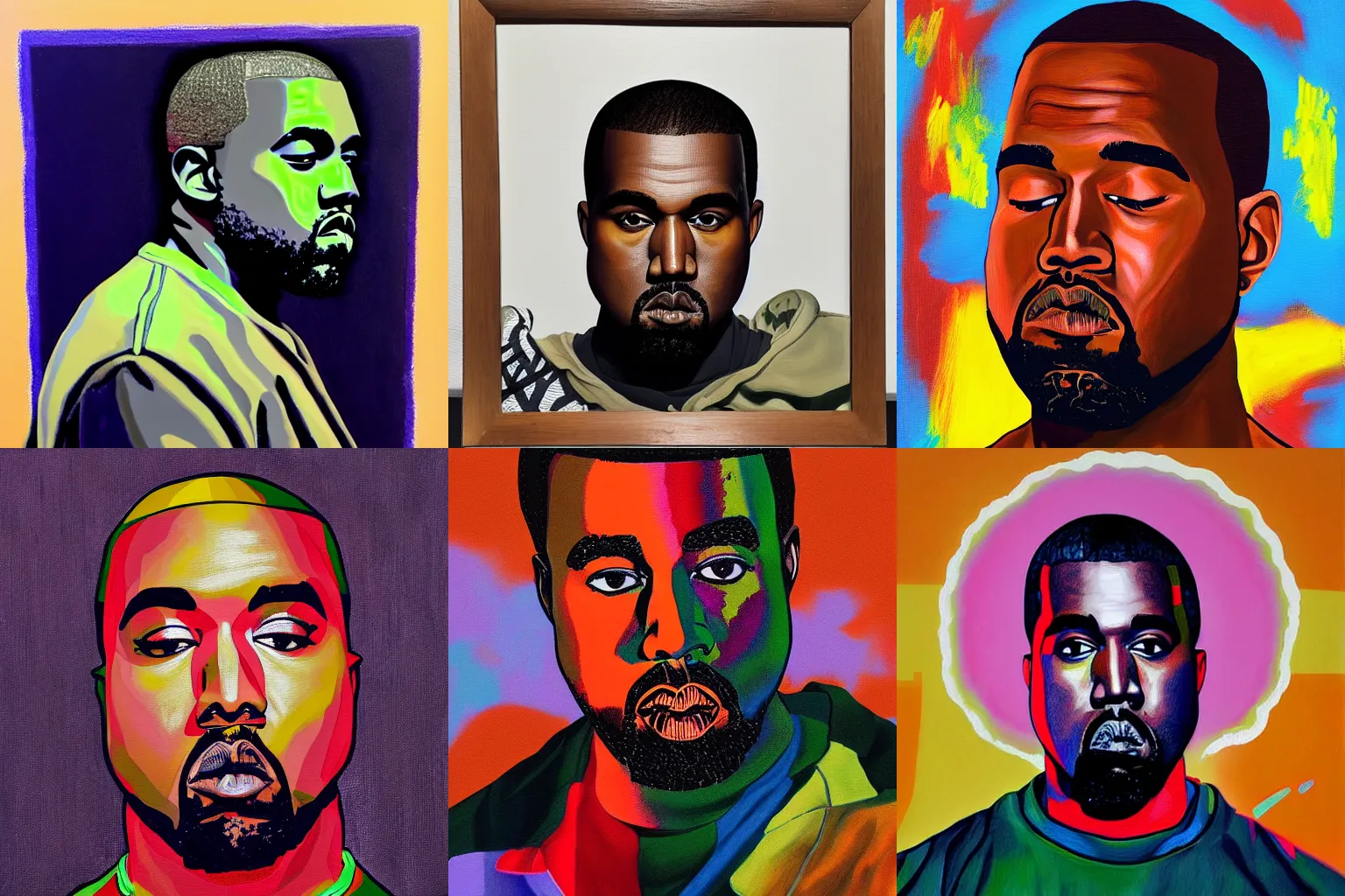 Prompt: a Kanye painting in the style of Virgil Abloh