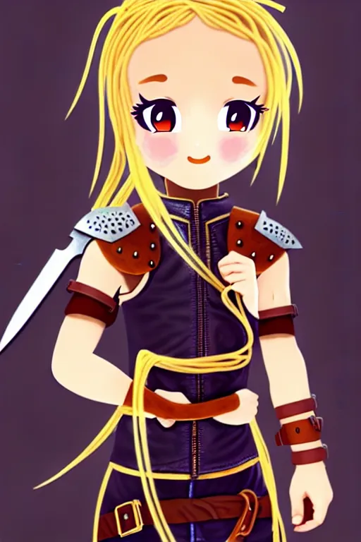 Prompt: A cute spaghetti-girl thief protagonist with leather-strap-armor and ninja weapons is exploring the tenth reality. A highly detailed fantasy character.