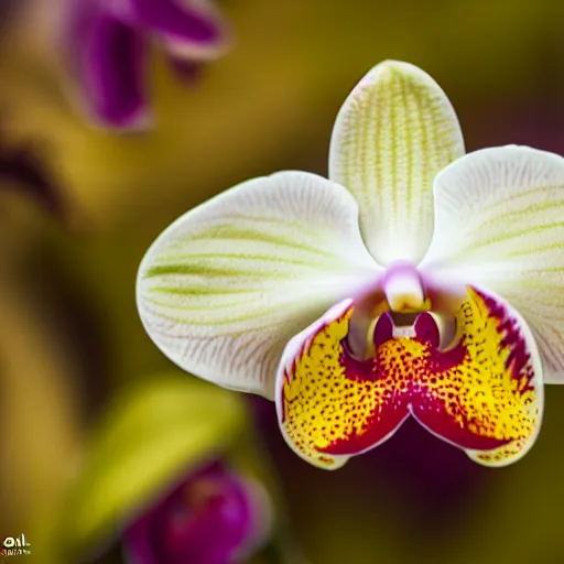 Prompt: Colorful orchid flower blossoming, climax, overwhelming, brilliant, cinematic, epic, 8k, sharp focus, color grain 35mm, tilt-shift, dslr