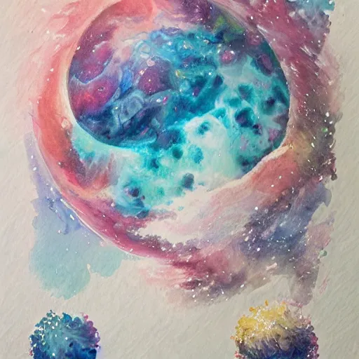 Image similar to frosted astral glacial scarves watercolor artwork confirmed orb