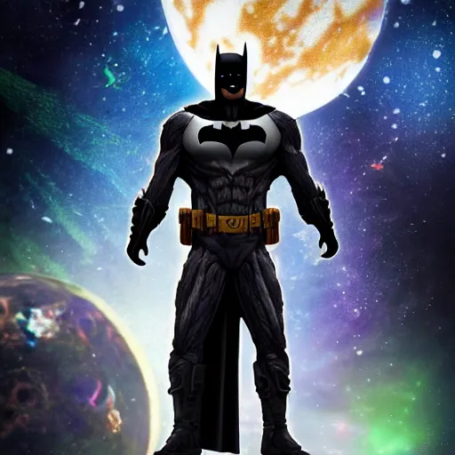 Image similar to batman meets groot in space digital art 4 k detailed super realistic