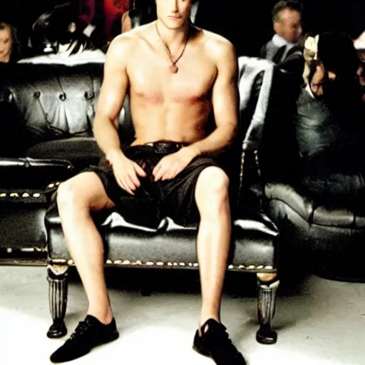 Image similar to eric northman sitting on his throne in a busy night club