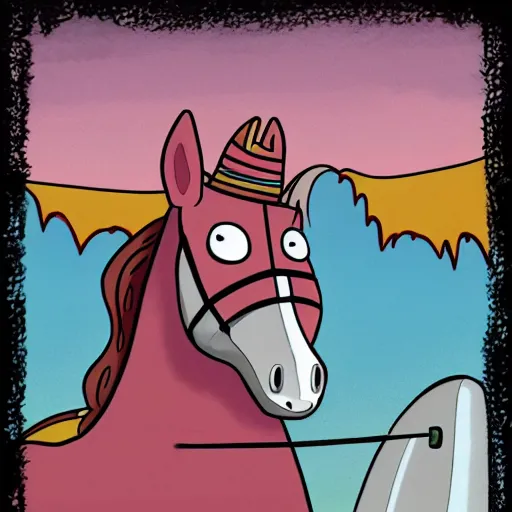 Image similar to cartoon horse in a style of adventure time cartoon