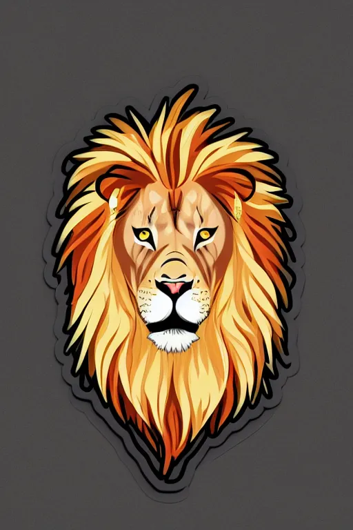 Prompt: Portrait of a lion in anime style, anime, sticker, colorful, illustration, highly detailed, simple, smooth and clean vector curves, no jagged lines, vector art, smooth