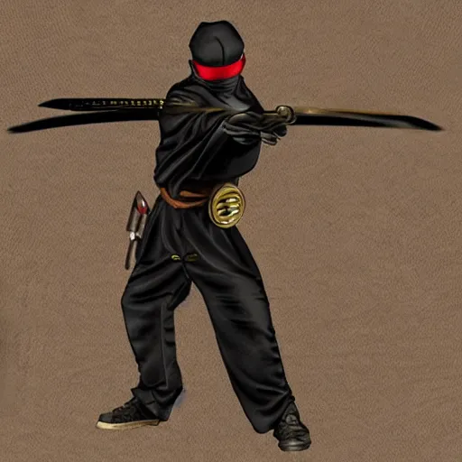 Prompt: steampunk ninja with laser katana