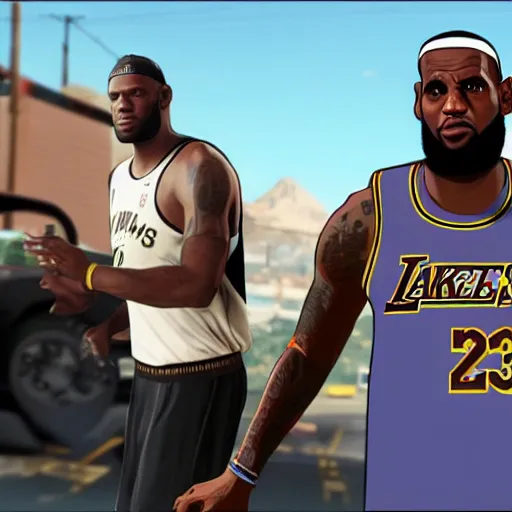 Prompt: lebron james in gta v loading screen