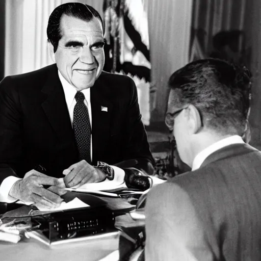 Image similar to President Richard Nixon speaks with Super Mario. White House Photo.