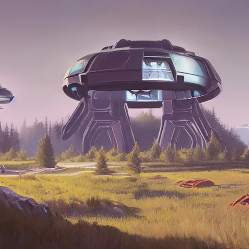 Image similar to halo ring from the game halo, simon stalenhag