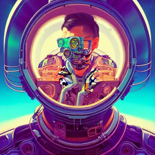 Prompt: high quality high detail portrait of a super diesel punk in an alien world, tristan eaton, victo ngai, artgerm, rhads, ross draws, hyperrealism, intricate detailed, alphonse mucha, 8 k, sci - fi, pastel colors, artstation,