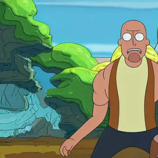 Prompt: dwayne johnson in rick and morty 4 k detailed