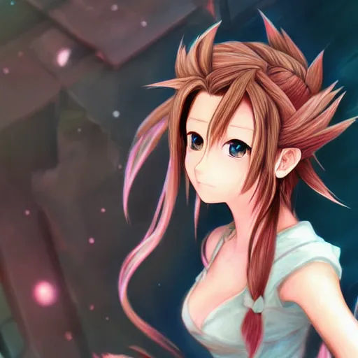 Image similar to beautiful anime art of aerith aeris by logan cure, BangkuART, sakimichan, yan gisuka, zeronis, dan eder, nick silva, Ja Mong, 4k, artstation