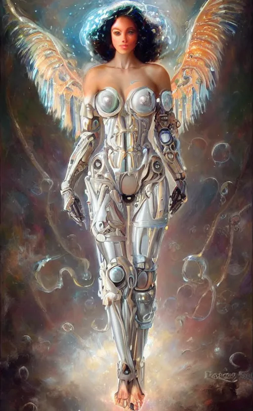 Image similar to Cyborg biomechanical jellyfish angel female. By Konstantin Razumov, highly detailded