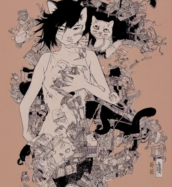 Image similar to anthropomorphic female cat by katsuhiro otomo