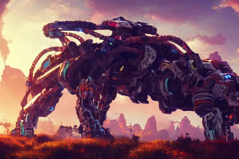 Image similar to snapmaw machine mecanical creature robot of horizon forbidden west horizon zero dawn bioluminiscence global illumination ray tracing hdr fanart arstation by ian pesty and alena aenami artworks in 4 k