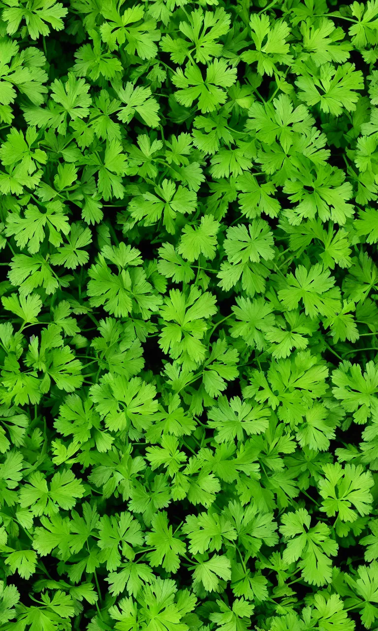 Image similar to a repeated pattern of green parsley leaves high detail