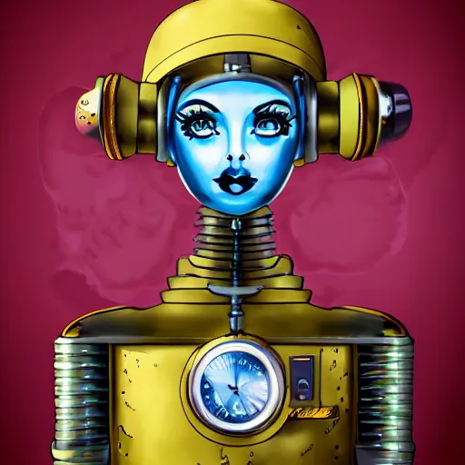 Image similar to portraits of an retro futuristic steampunk robot maid