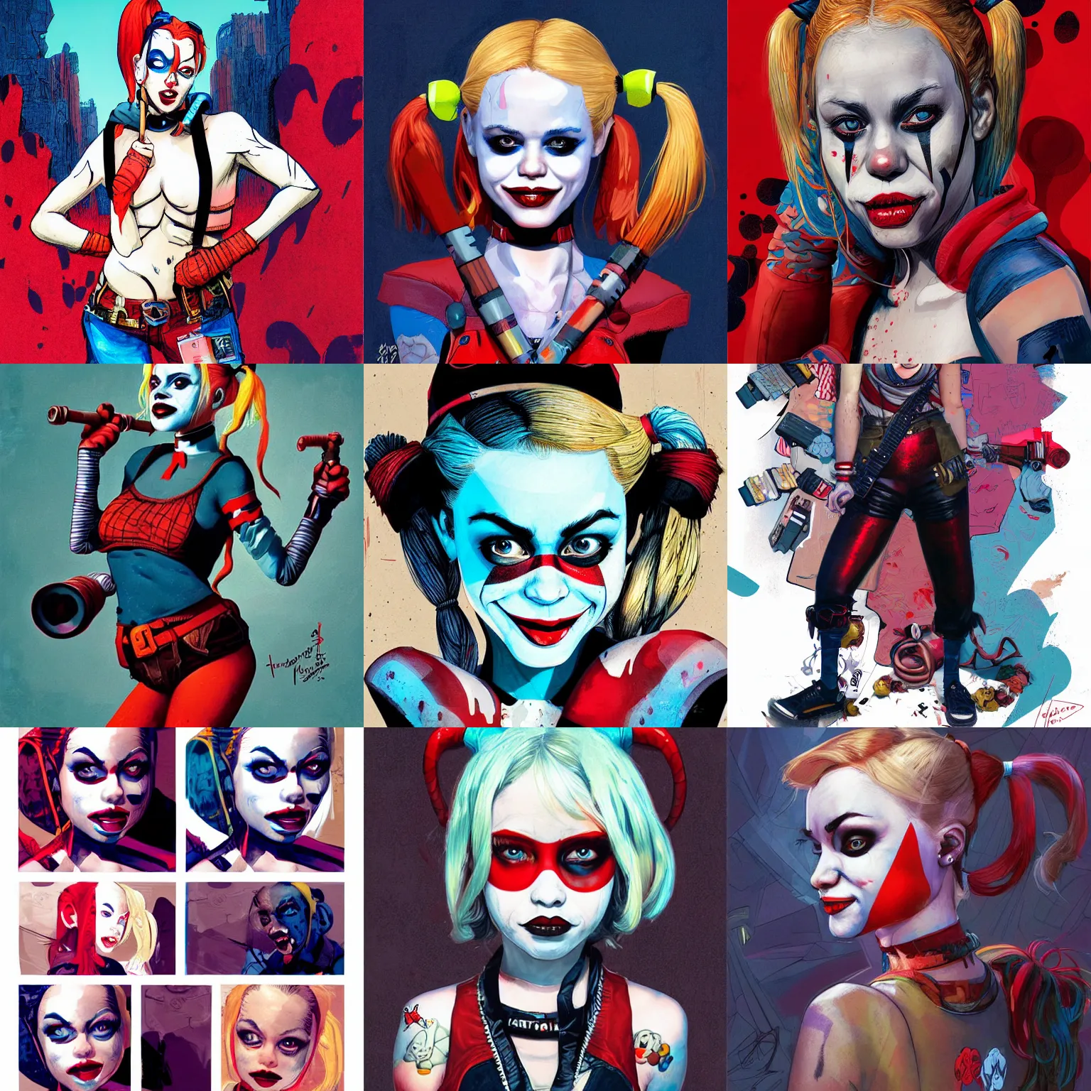 Prompt: Harley Quinn but she's a young hip ape kid girl, illustration, comic, by James Jean, by John Coltrane and Marc Simonetti, high detail of the face, full body