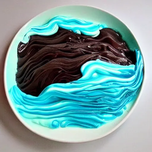 Image similar to a huge ocean swave made of liquid chocolate