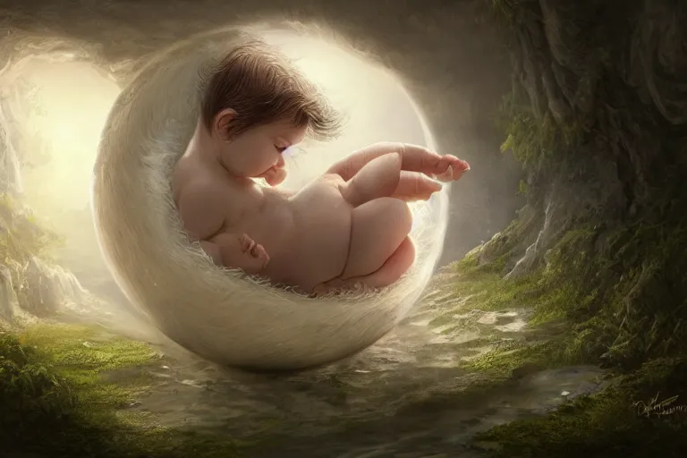 Prompt: a baby unicorn emerging out of an egg, matte painting, concept art, digital art, trending on artstation, 4 k, extremely detailed, realistic, fantasy art,