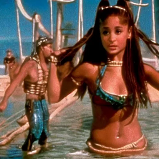Prompt: A still of Ariana Grande in Waterworld (1995)