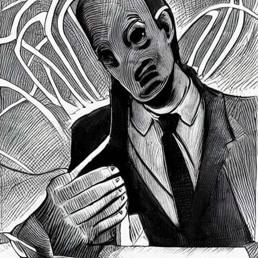 Image similar to black and white photograph of cthulhu wearing a business suit, highly detailed, high quality, high resolution