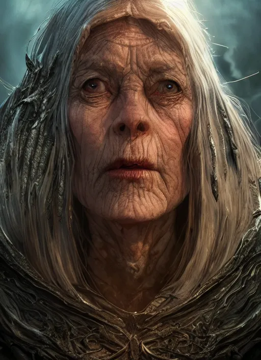 Prompt: wretched old hag, ultra detailed fantasy, elden ring, realistic, dnd character portrait, full body, dnd, rpg, lotr game design fanart by concept art, behance hd, artstation, deviantart, global illumination radiating a glowing aura global illumination ray tracing hdr render in unreal engine 5