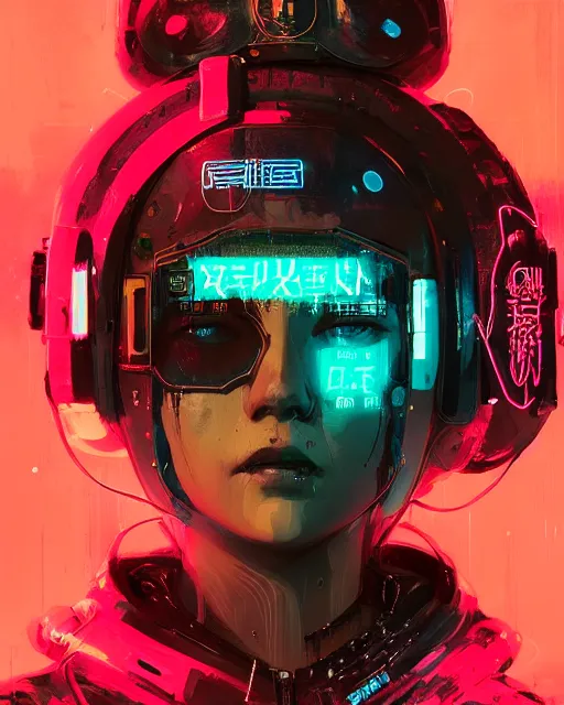 Image similar to detailed portrait Neon Operator Girl, cyberpunk futuristic neon, reflective puffy coat, decorated with traditional Japanese ornaments by Ismail inceoglu dragan bibin hans thoma greg rutkowski Alexandros Pyromallis Nekro Rene Maritte Illustrated, Perfect face, fine details, realistic shaded, fine-face, pretty face