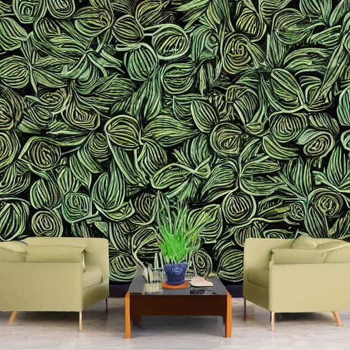 Prompt: intricate pictorial dense wall mural leafy detailed photo of chalk art of photo