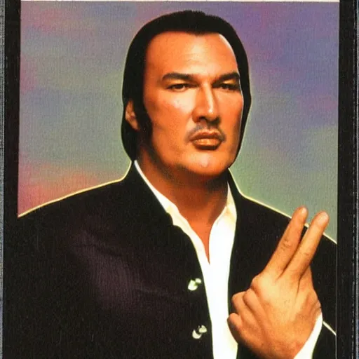 Image similar to Steven Seagal trading card. no text