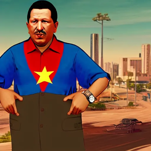 Prompt: Hugo Chávez in GTA style, 4k, detailed,