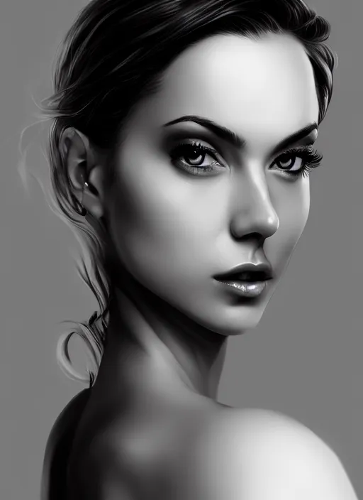 Image similar to full body portrait of a beautiful woman in black and white, photorealistic, art by diego fazio and diegoKoi and artgerm, concept art, hyper sharp focus, 8k highly detailed