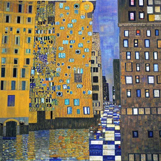 Image similar to downtown new york painting by klimt