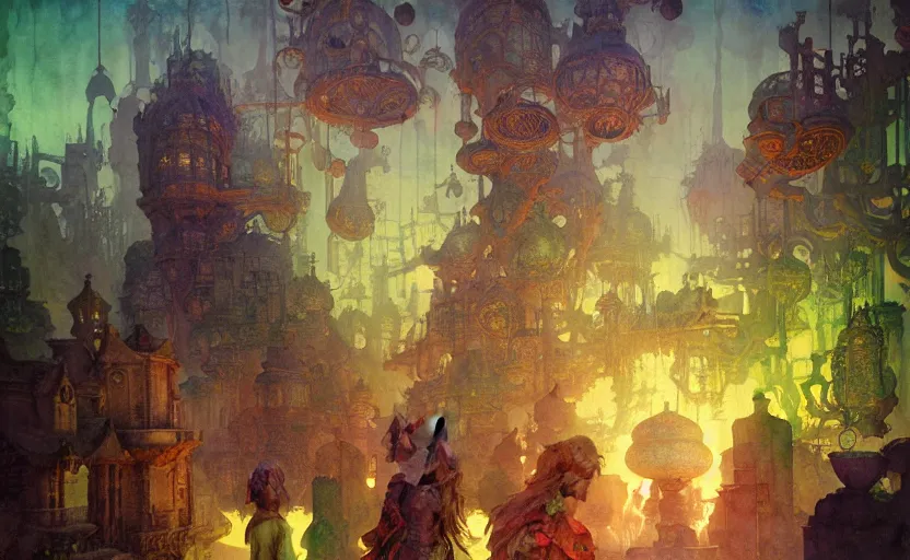 Image similar to alchemy laboratory, fantasy. intricate, amazing composition, colorful watercolor, by ruan jia, by maxfield parrish, by marc simonetti, by hikari shimoda, by robert hubert, by zhang kechun, illustration, gloomy