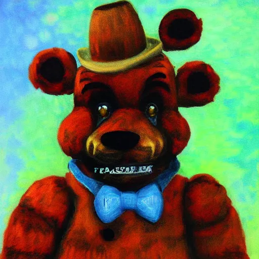 Image similar to Portrait of Freddy Fazbear painted by Monet