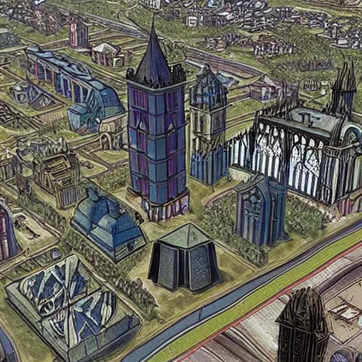 Image similar to fictional city in south america with gothic architecture inspired by gotham city, very details