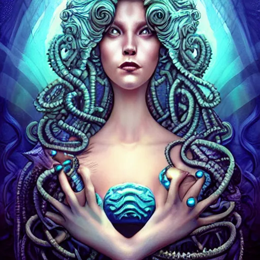 Image similar to underwater queen portrait lovecraft lovecraftian, Pixar style, by Tristan Eaton Stanley Artgerm and Tom Bagshaw.