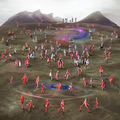 Image similar to atom sized people exploring the quantum realm