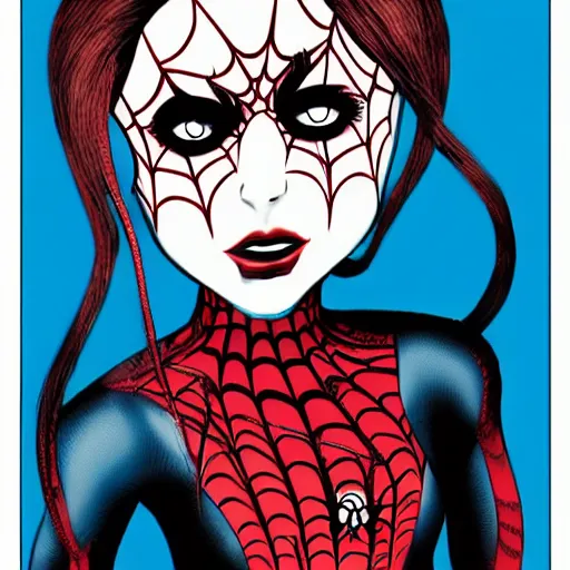 Image similar to spider girl hybrid with multiple eyes