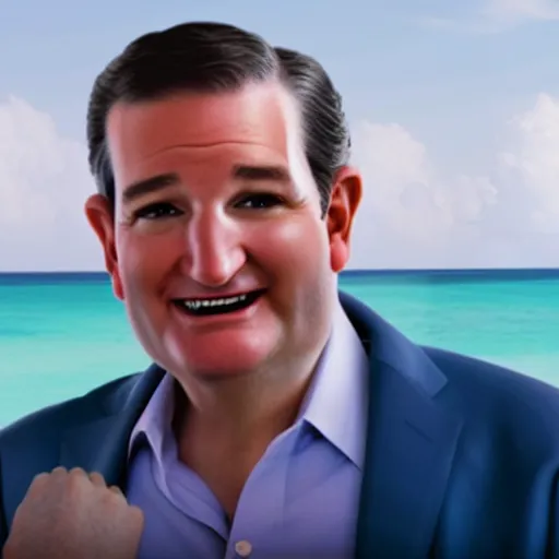 Prompt: Ted Cruz stars in a tourism commercial for Cancun