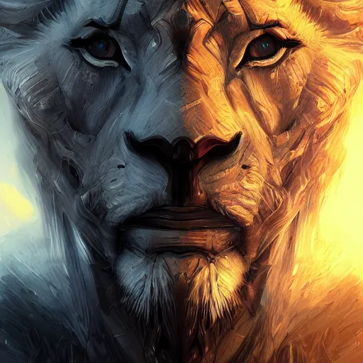 Image similar to Very very very very highly detailed epic photo of face with lion venetian mask, intricate, dystopian, sci-fi, extremely detailed, digital painting, artstation, concept art, smooth, sharp focus, illustration, intimidating lighting, incredible art by Artgerm and Vincent di Fate