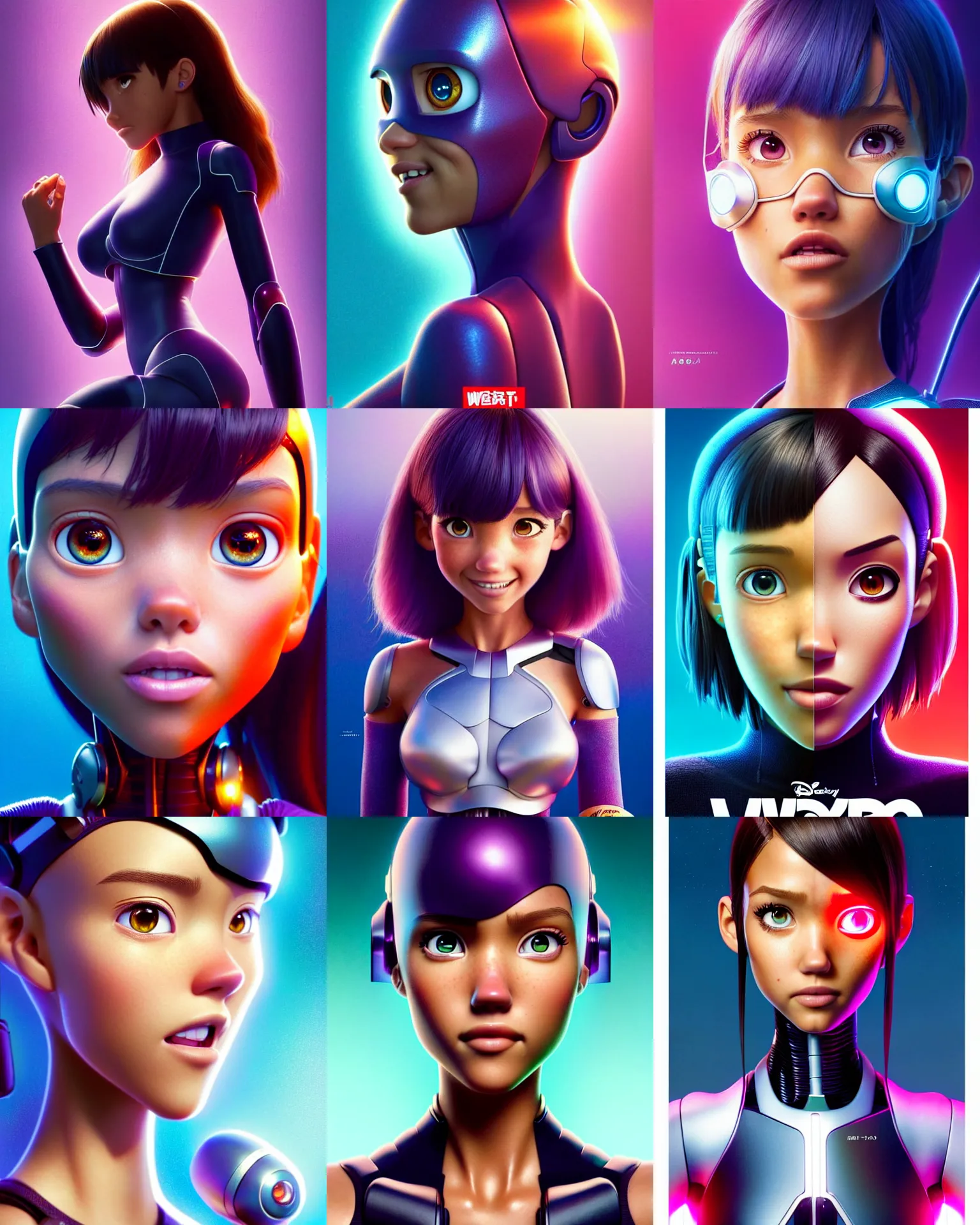 Prompt: pixar anime movie poster portrait photo : : of jessica alba, madison beer, as cyborg mom woman by weta : : by wlop, ilya kuvshinov, artgerm, greg rutkowski, character art, artstation, unreal engine : : rave makeup, pearlescent, wet, morning, vogue cover : :