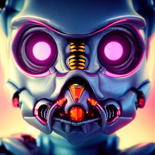 Prompt: synthwave cyborg insect alien face with wasp eyes, detailed face, sharp focus, synthwave art, aesthetic, octane render, raw, cinematic