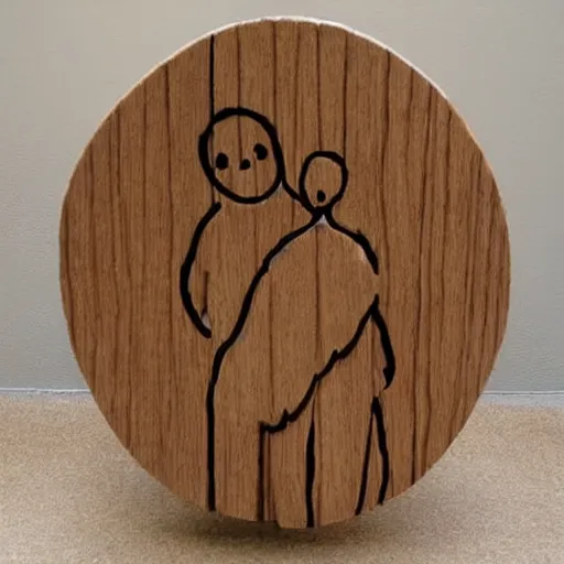 Image similar to a wood masterpiece symbolizing hugging