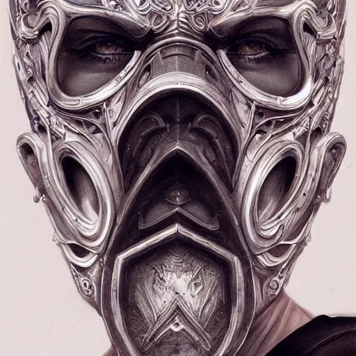 Prompt: Very very very very highly detailed epic photo of face with venetian mask, intricate, dystopian, sci-fi, extremely detailed, digital painting, artstation, concept art, smooth, sharp focus, illustration, intimidating lighting, incredible art by Artgerm and Brom and Vincent di Fate