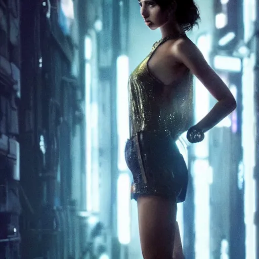 Image similar to ana de armas as a hologram in blade runner