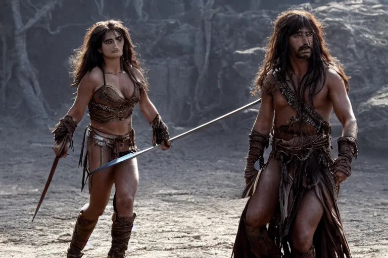 Prompt: penelope cruz from the conan the barbarian movie, movie still, 8 k, realistic