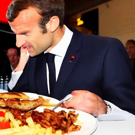 Image similar to emmanuel macron eating a kebab