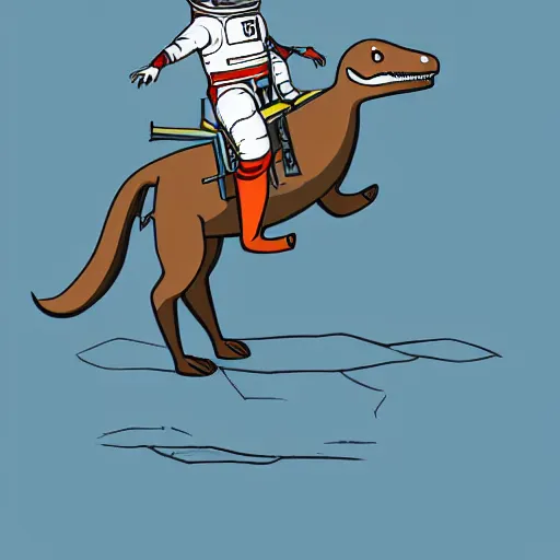 Image similar to an astronaut riding on a dinosaur, digital art